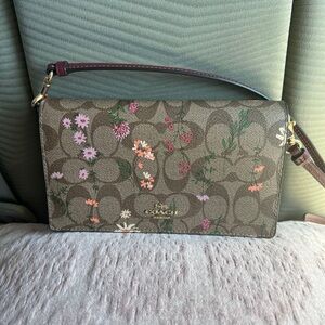 Coach Tan Crossbody Bag with Floral Design